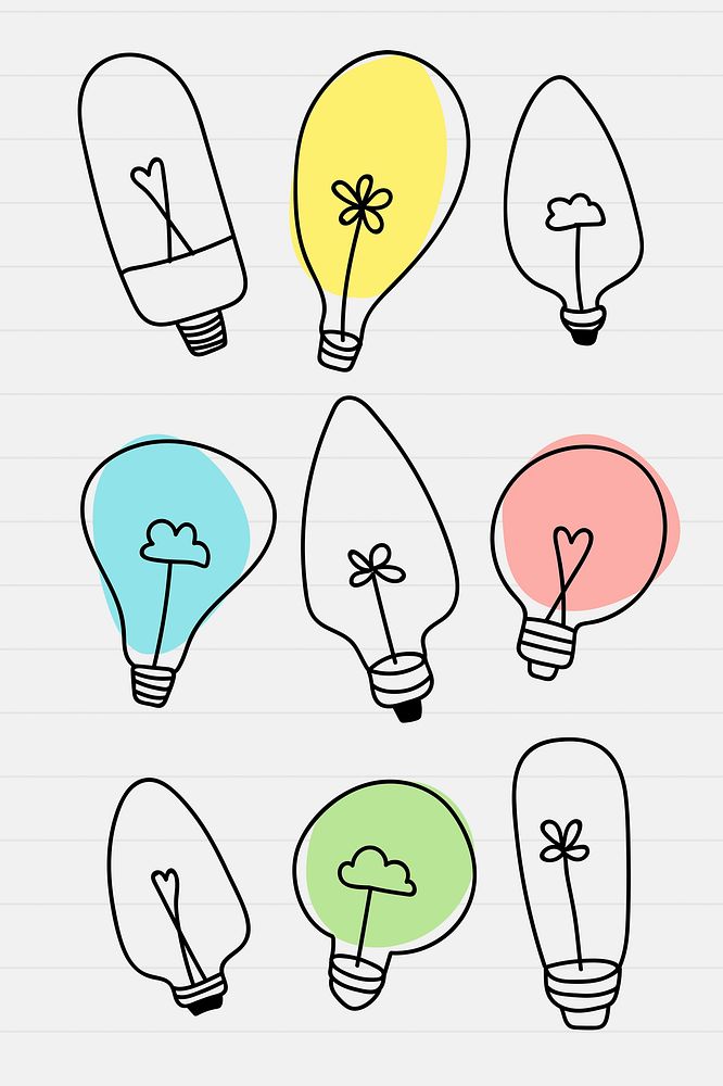 Glowing light bulb drawing in minimal style