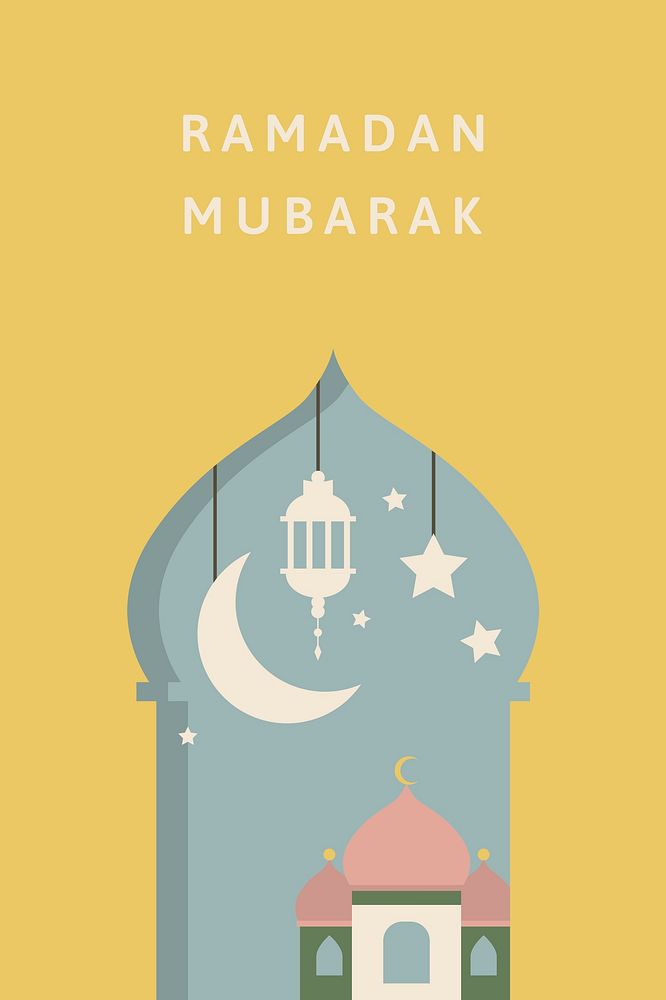 Yellow Eid background psd with Ramadan Mubarak text