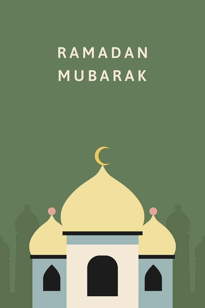 Green Eid background psd with Ramadan Mubarak text