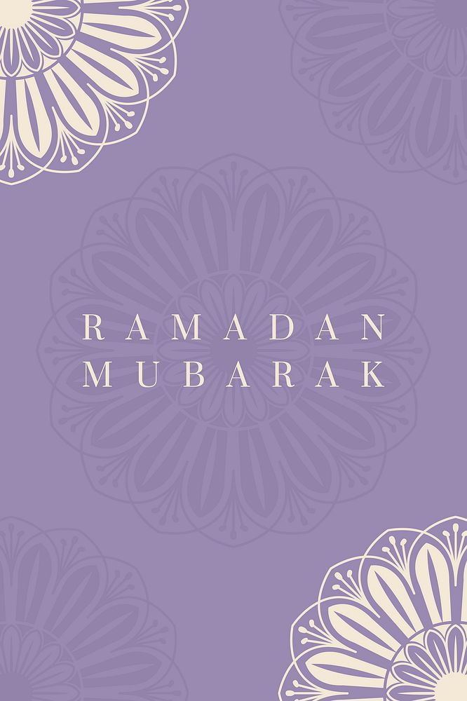 Purple Islamic floral background for Ramadan Mubarak and Eid festivals