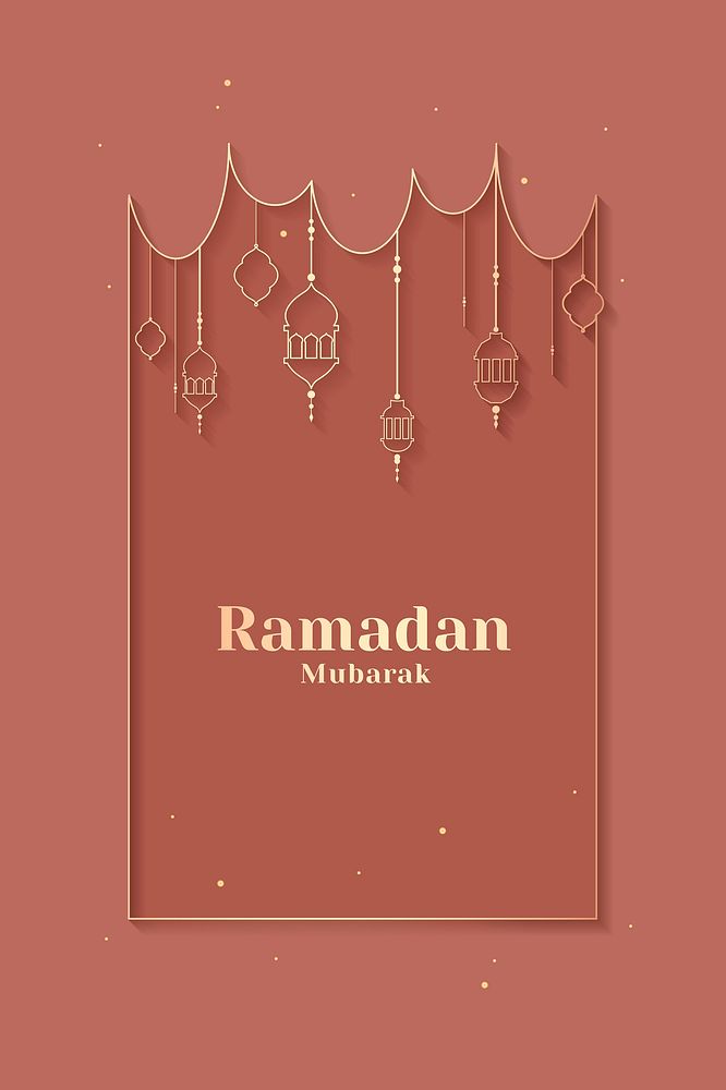 Ramadan Mubarak frame with beautiful lanterns