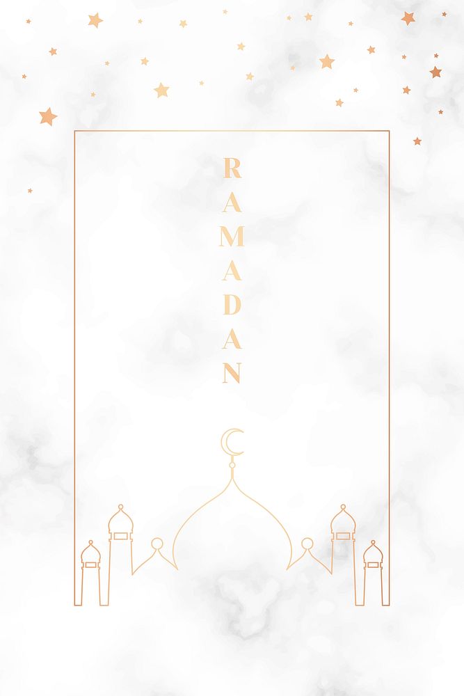 Marble Ramadan frame with beautiful mosque silhouette