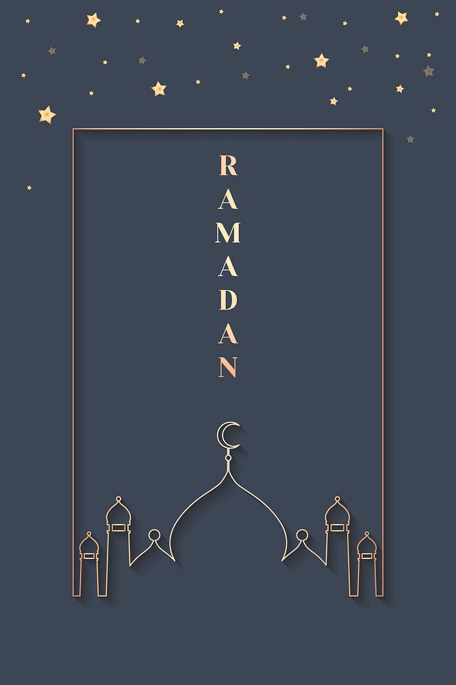 Blue Ramadan frame psd with mosque silhouette