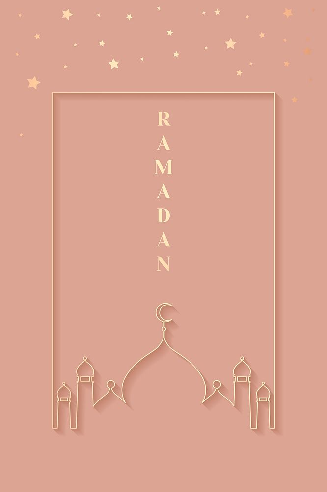 Pink Ramadan frame psd with mosque silhouette