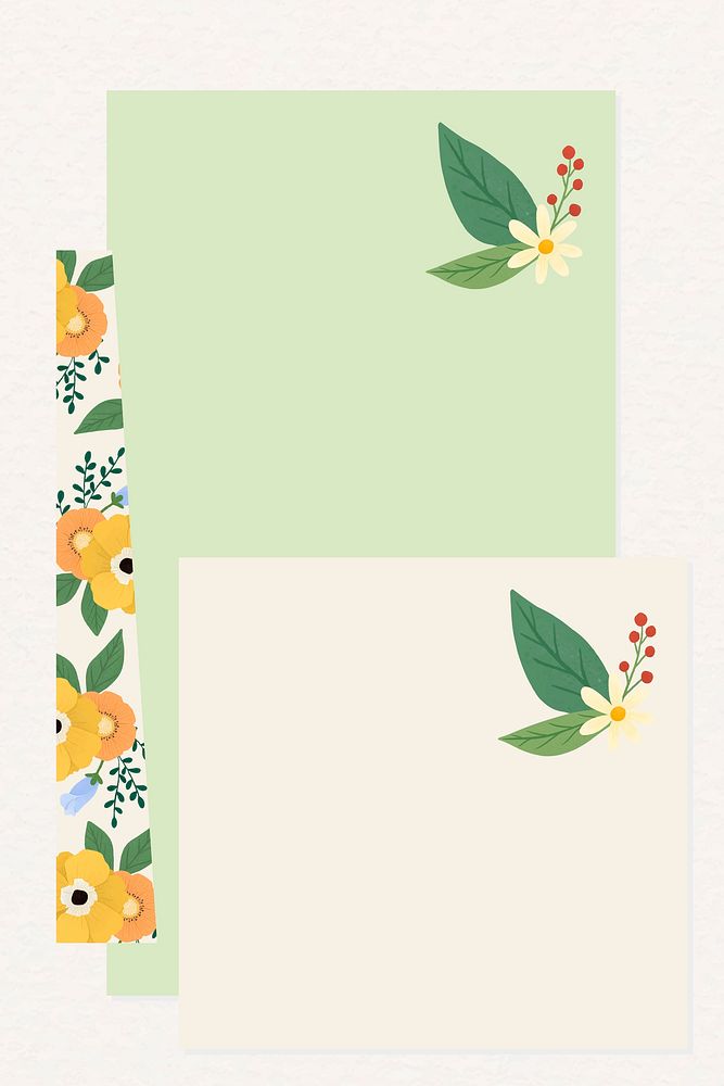 Floral note papers vector