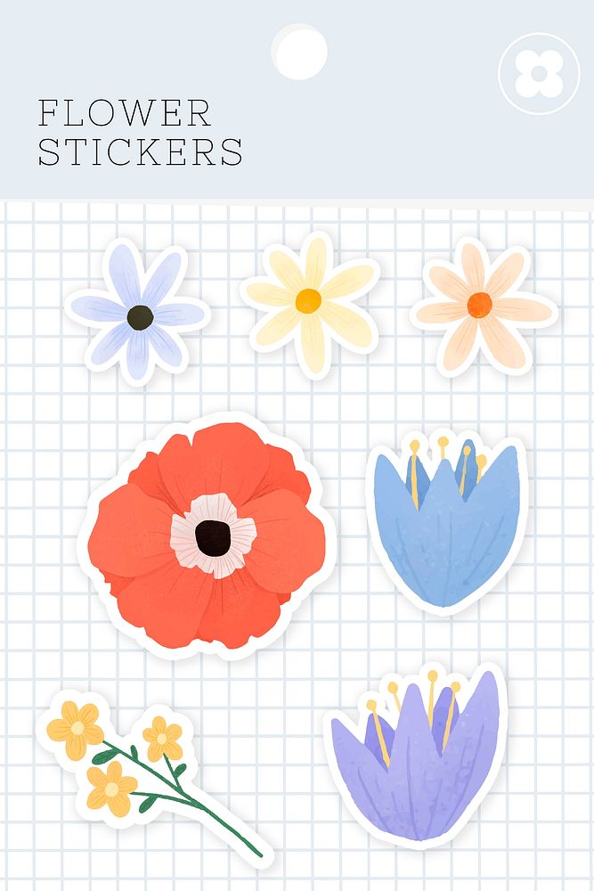 Flower stickers package illustration