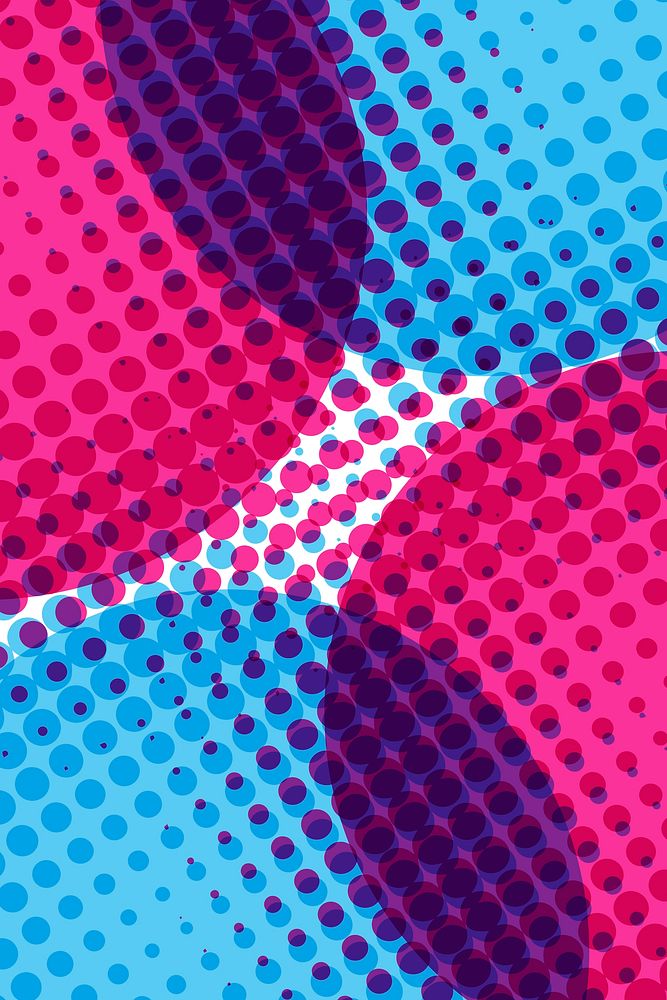 Circle blue and red halftone pattern background vector