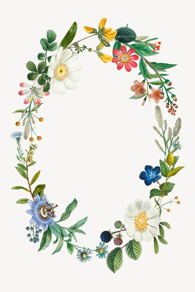 Floral frame hand drawn wreath vintage illustration