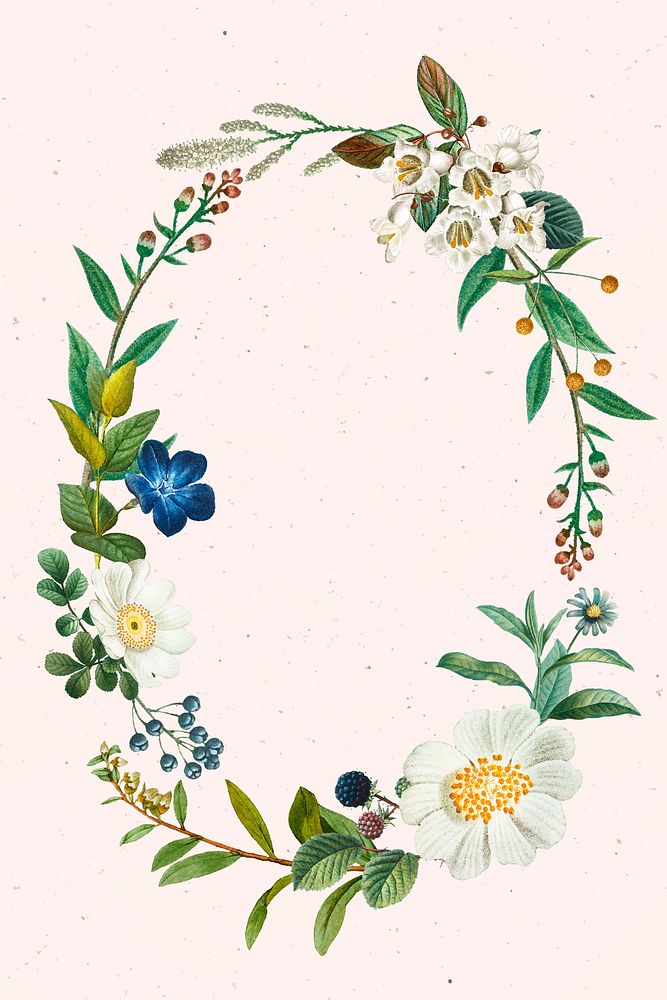 Vintage flower badge frame psd hand drawn botanical 
