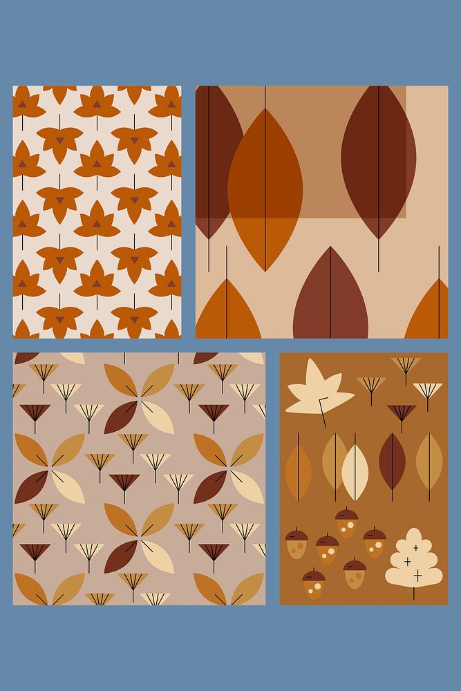 Autumn pattern background vector set