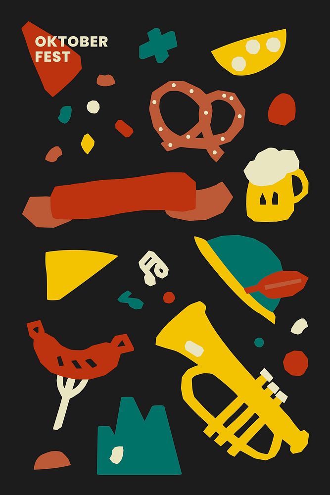 Oktoberfest elements on black background vector set