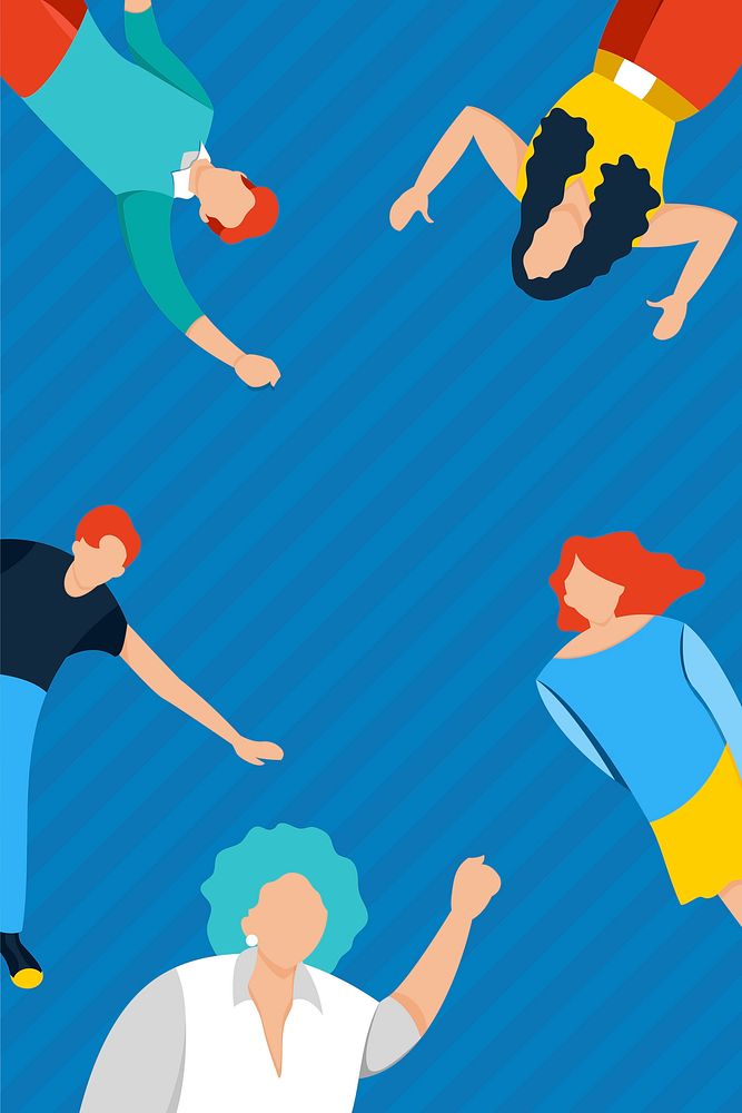 Diverse characters on blue background vector