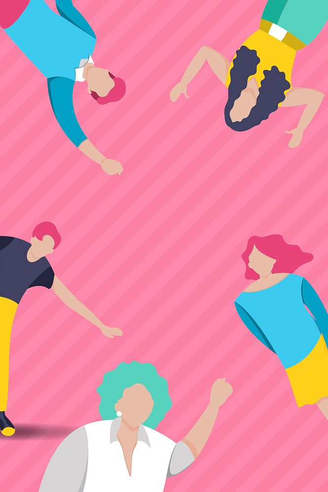 Diverse characters on pink background vector