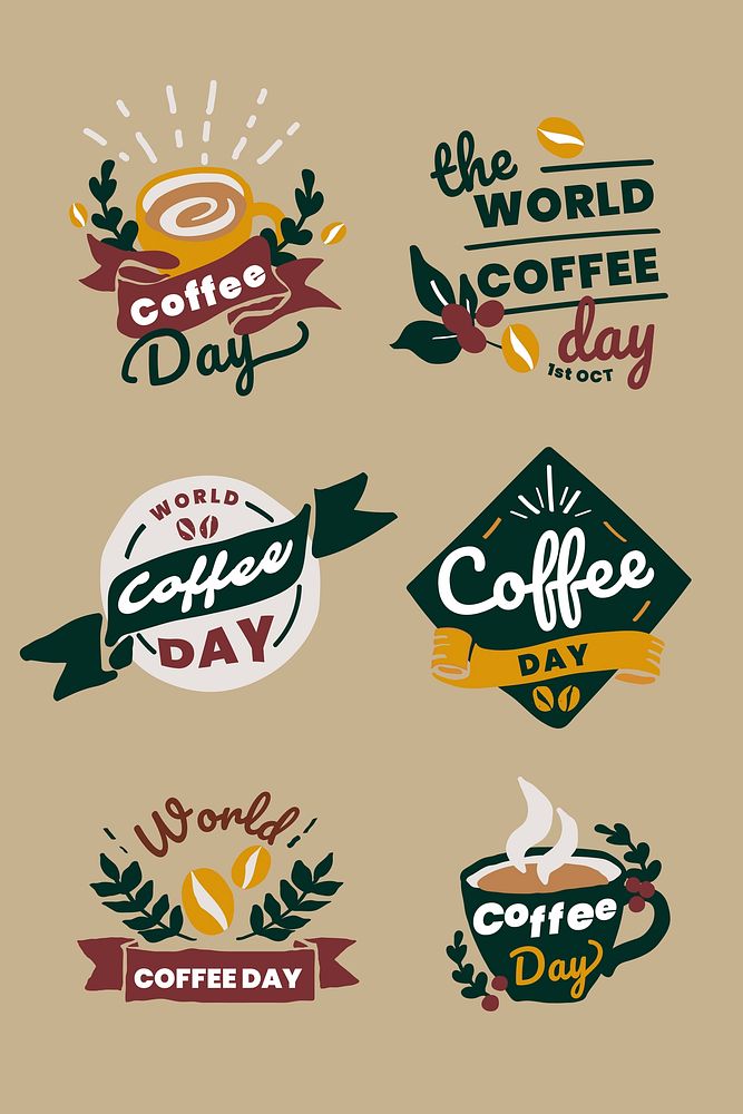 International coffee day logo set vector