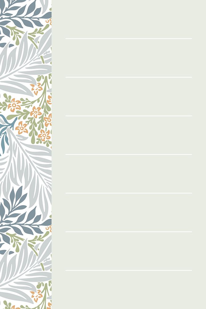 Green William Morris Pattern notepaper template vector
