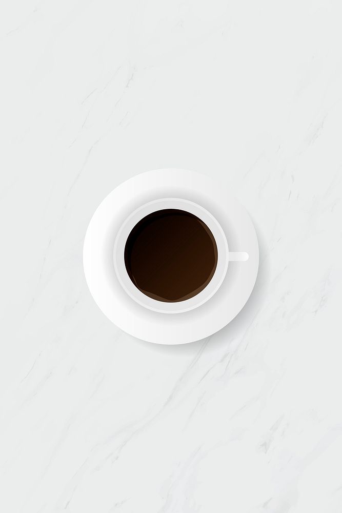 Coffee cup on white marble background template vector
