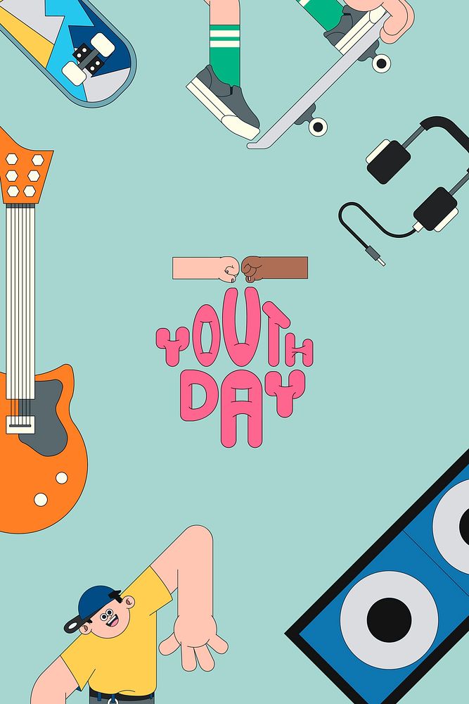 Youth day celebration mint green background template vector