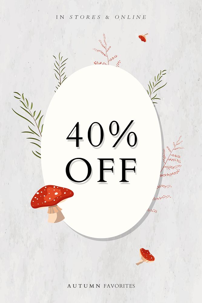 Autumn 40% off sale promotion poster template vector