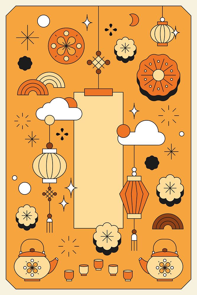 Orange Chinese Mid Autumn festival  background vector