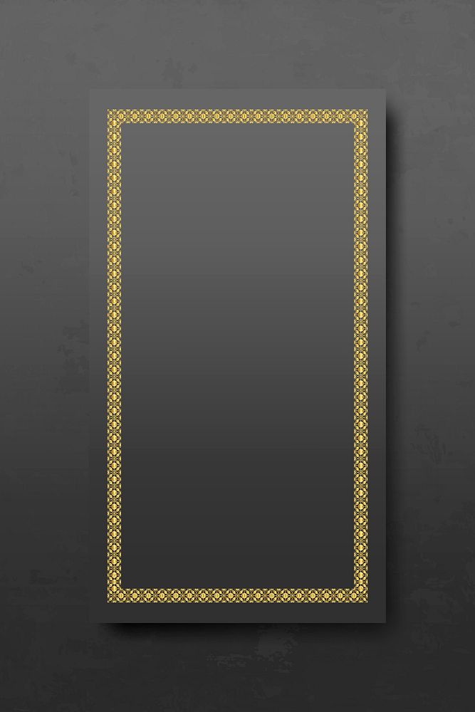 Indian pattern gold frame on black background vector