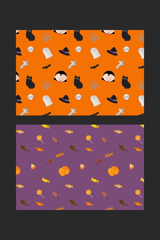 Halloween patterned seamless background vector set