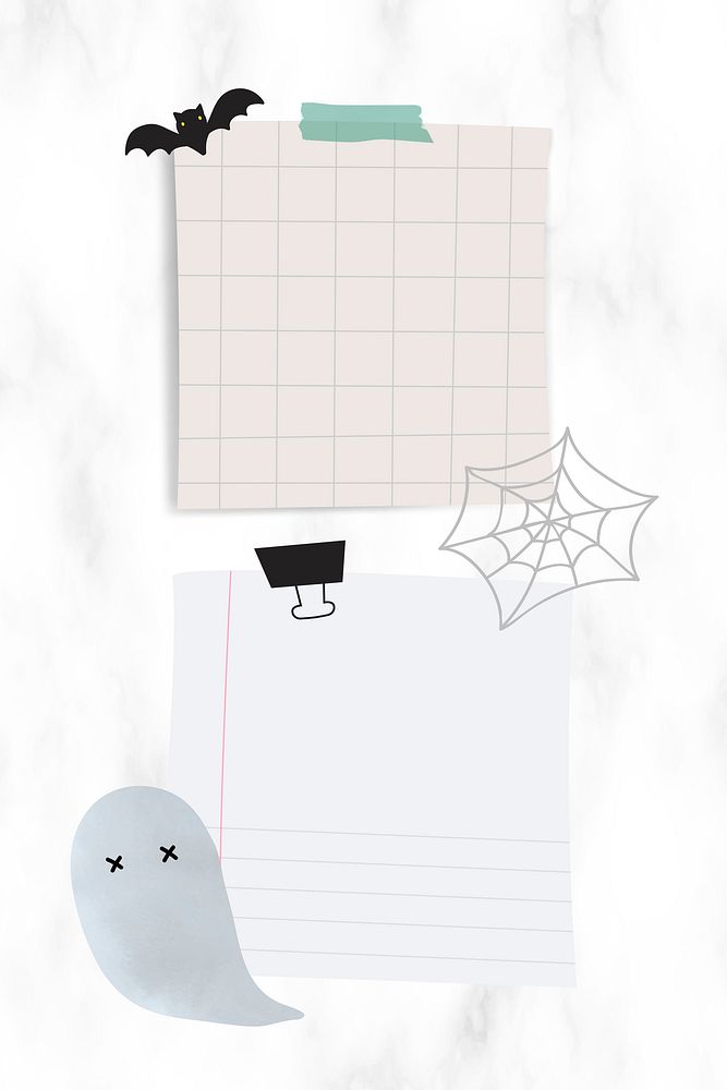 Cute Halloween notepaper vector templates set