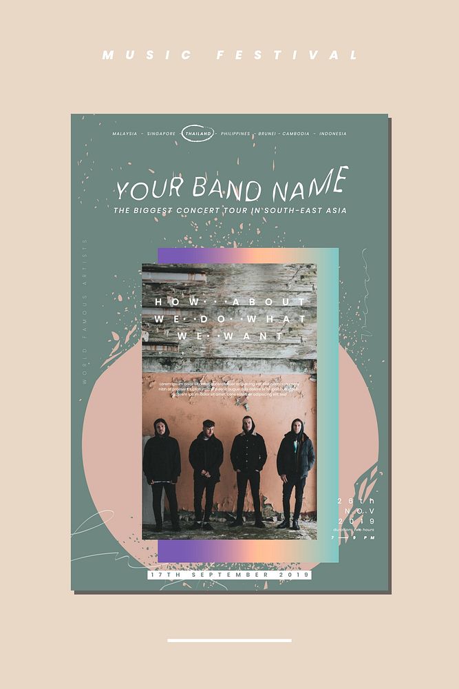 Boy band concert advertisement poster template