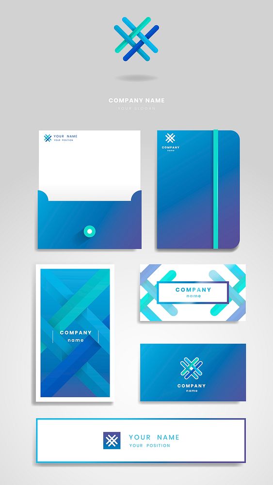Blue business card design vector set