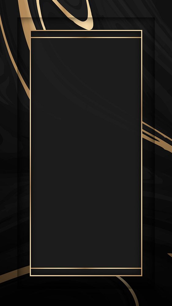 Rectangle gold frame with black fluid background