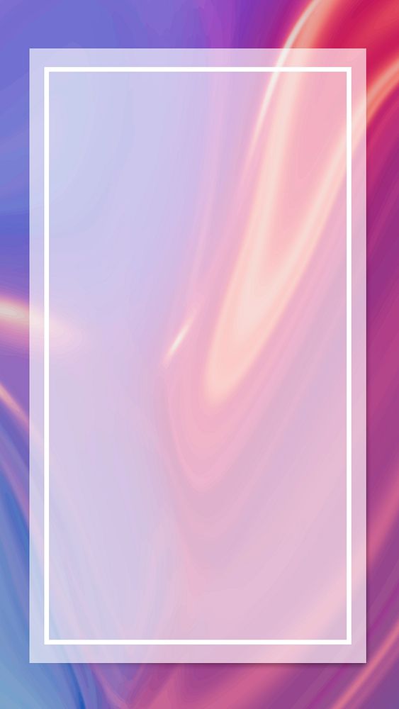 Rectangle white frame on purple fluid patterned mobile phone wallpaper vector
