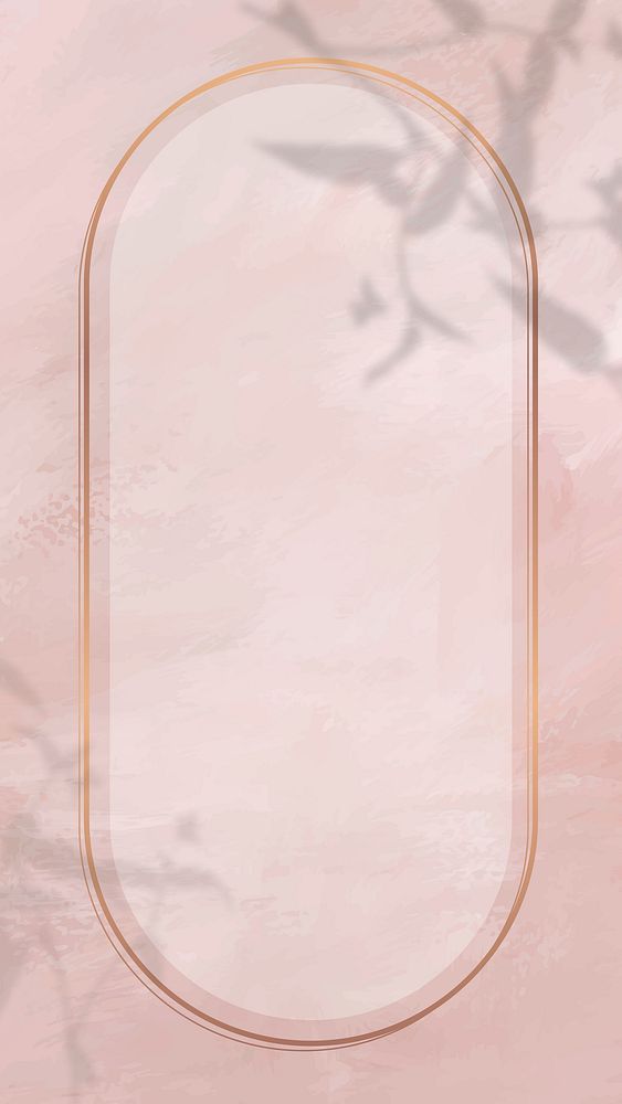 Oval gold frame on shadowed pink background vector