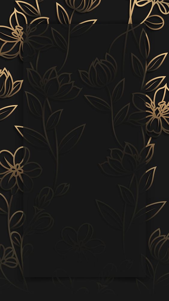 Gold floral pattern frame vector