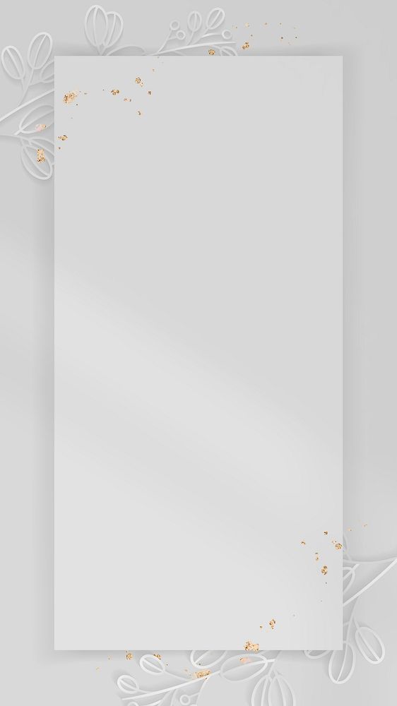 Frame on silver floral pattern mobile phone wallpaper vector