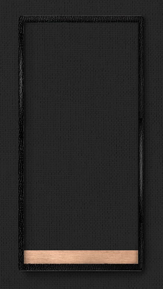 Black leather frame on gray fabric texture mobile screen template vector