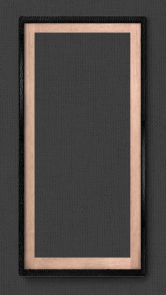 Black leather frame on gray fabric texture mobile screen template vector