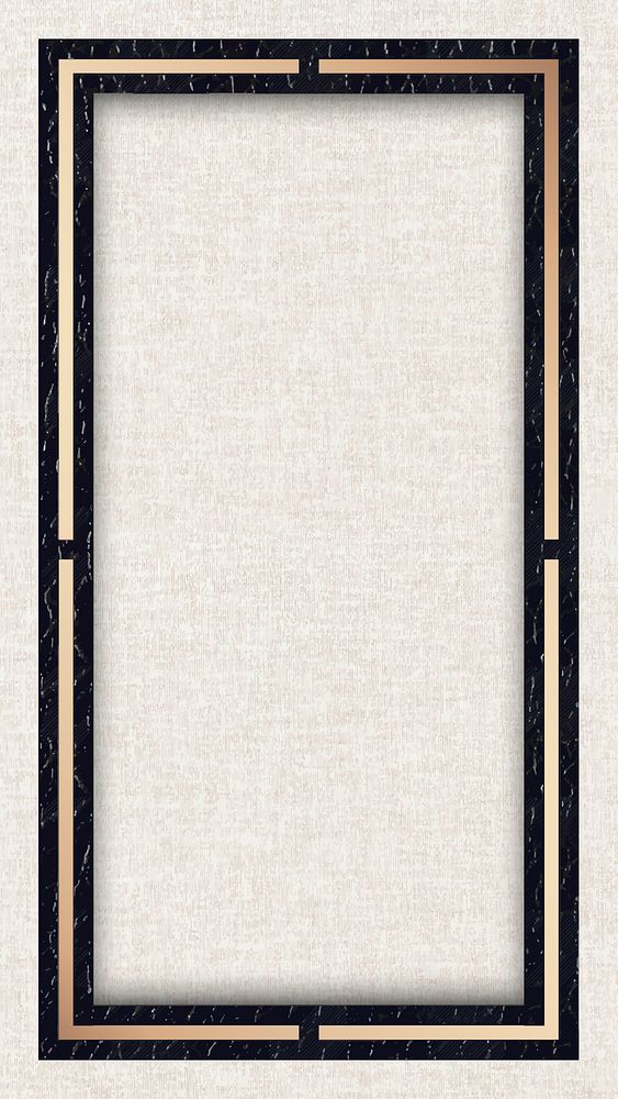 Black leather frame on beige mobile screen template vector