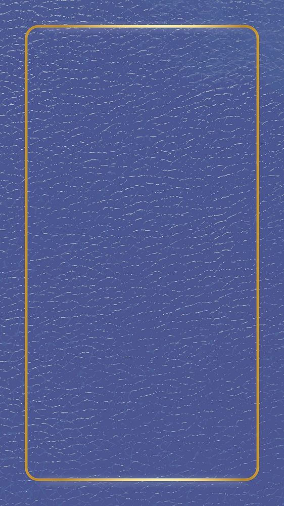 Gold frame on blue leather texture mobile screen template vector