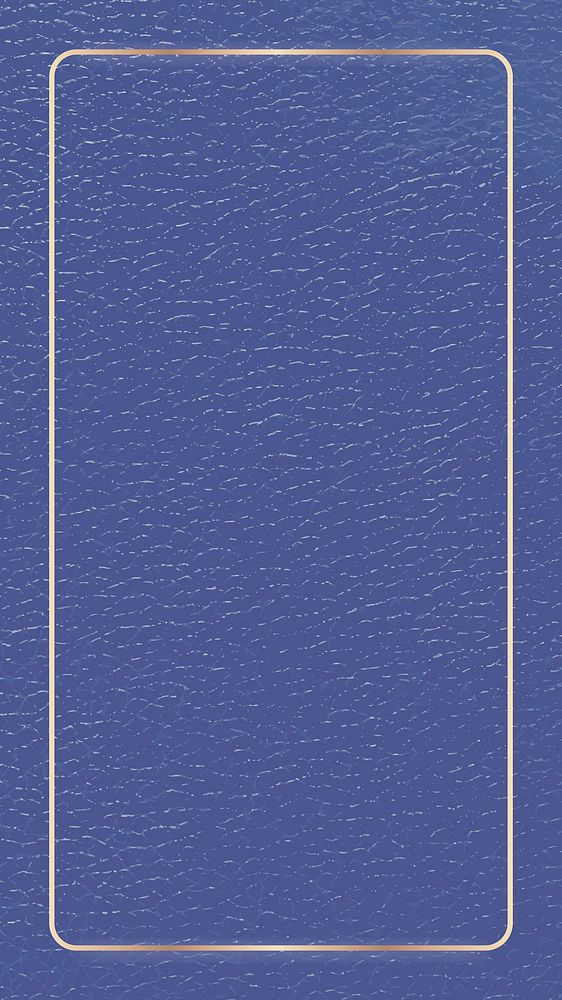 Silver frame on blue leather texture mobile screen template vector