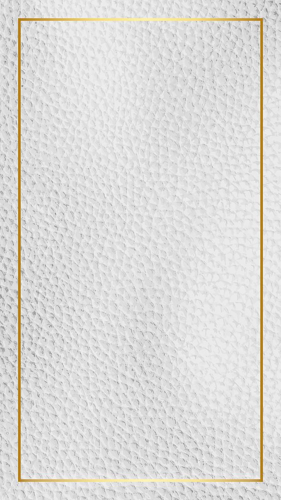 Gold frame on white leather texture mobile screen template vector