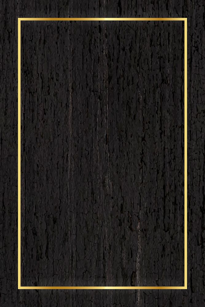 Gold frame on dark wooden background vector