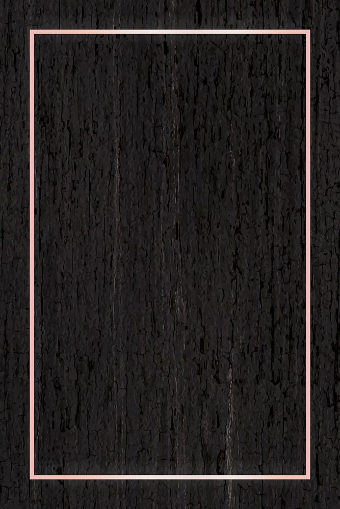 Pink gold frame on dark wooden background vector
