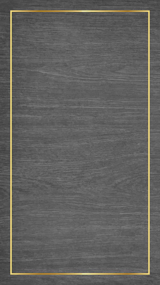 Gold frame on gray wooden textured mobile screen template vector