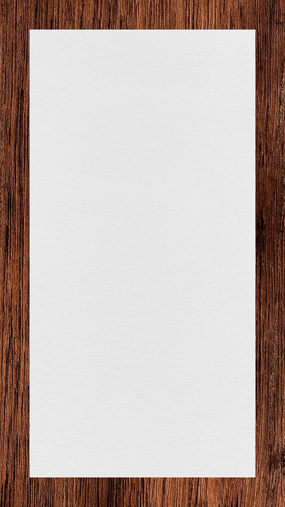 White fabric with brown wooden frame mobile screen template illustration