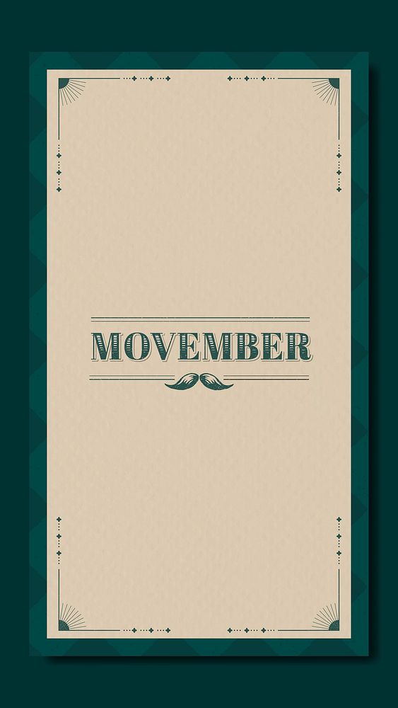 Movember vintage frame design mobile phone wallpaper vector
