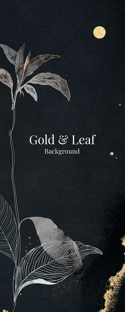 Oriental leaves and gold detailed background banner vector