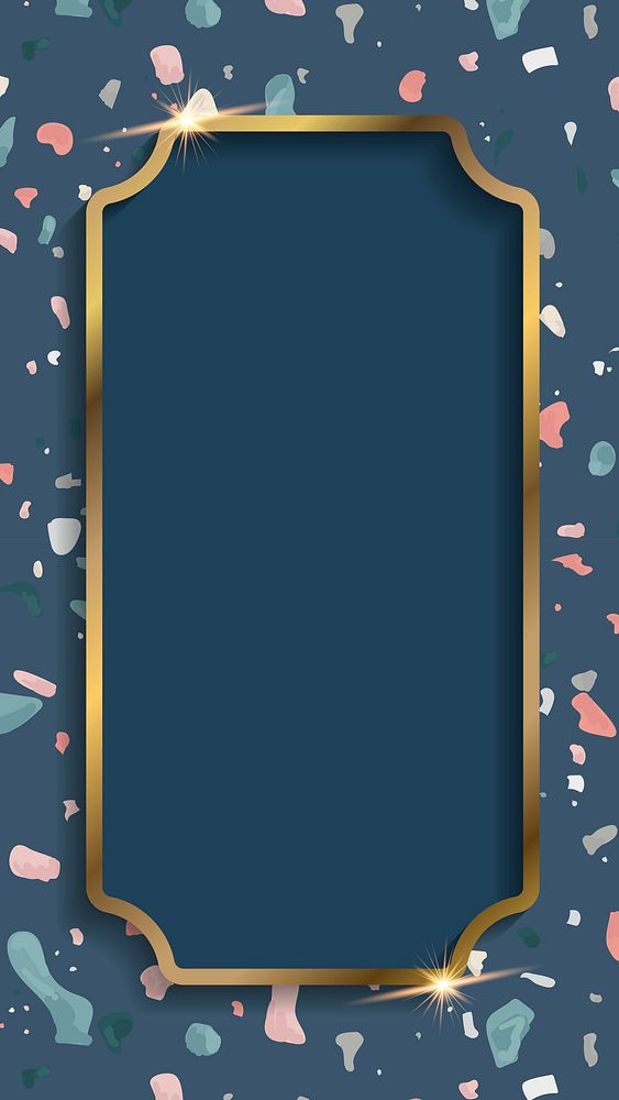 Gold frame on Terrazzo pattern background vector