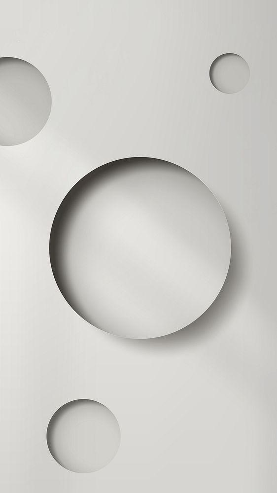 Gray paper notched out round with drop shadow mobile phone wallpaper vector