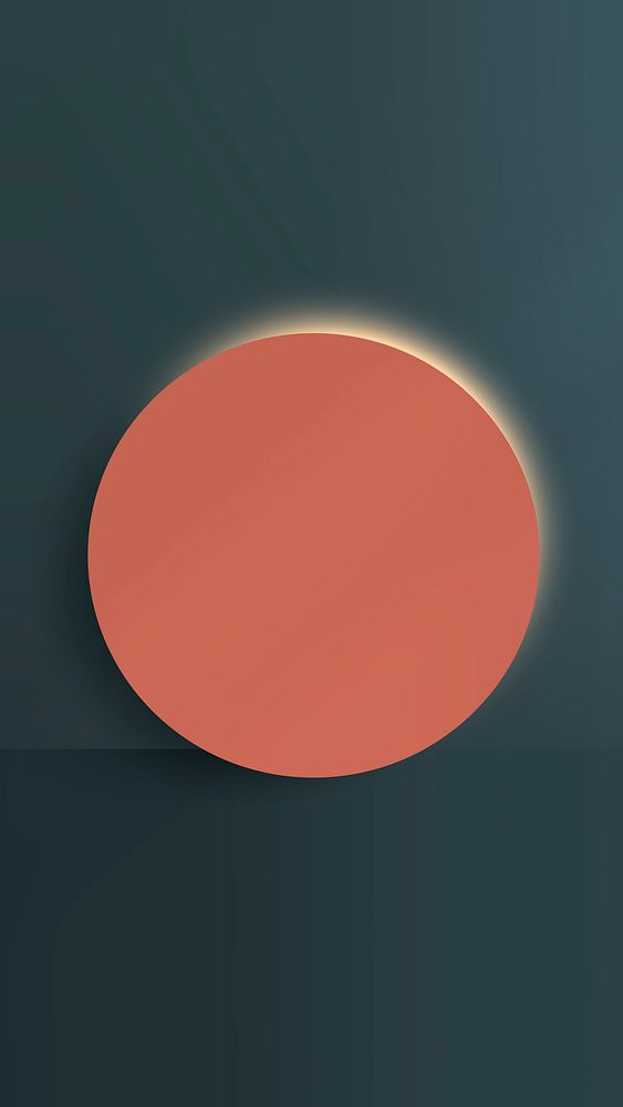 Orange round paper cut on blue background mobile phone wallpaper vector