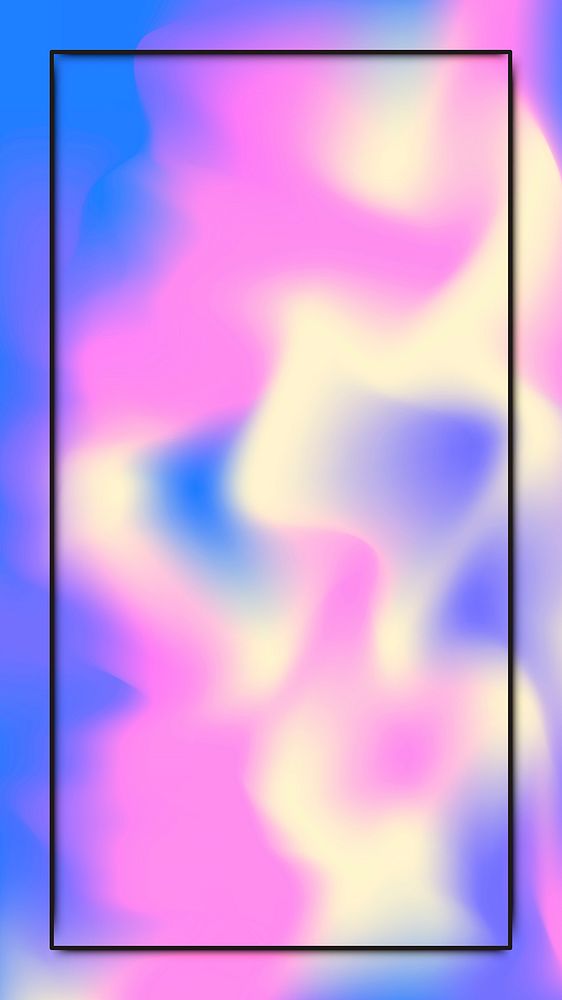 Black frame on pastel holographic pattern mobile phone wallpaper vector
