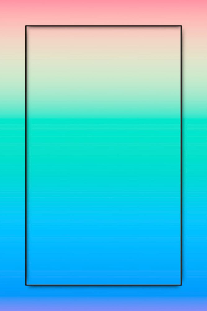Black frame on pastel blue and green  holographic pattern background vector